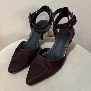 Simply Vera Wang shoe Women's 7.5M Mary Jane heel wine Dyed calf fur Dress Work